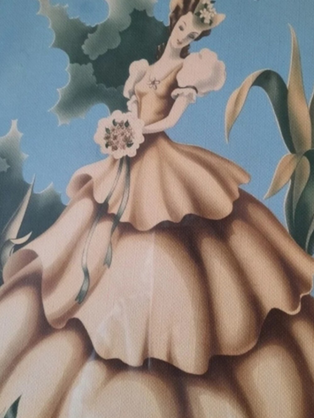 Vintage 1930s Antebellum Southern Belle Art Deco Picture - Picture 6 of 6